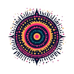 Sticker - Colorful circular mandala design on white.