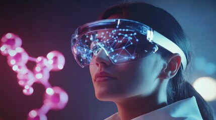 Poster - Futuristic lab insights ar glasses enhance research for innovative tech action scientists