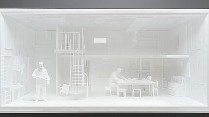 Poster - Clean White Minimalist Scene of a Modern Interior Design Space