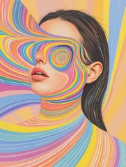 Poster - Swirling rainbow portrait creative art studio digital artwork colorful environment artistic viewpoint creative expression