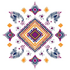 Wall Mural - Colorful, symmetrical, geometric, ethnic pattern.