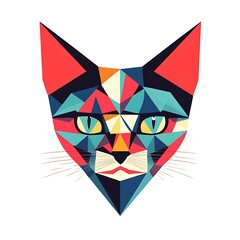 Canvas Print - Colorful geometric cat face portrait.