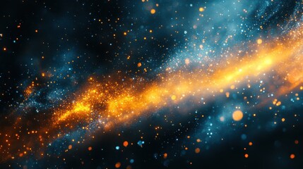 A galaxy of stars with orange and blue streaks