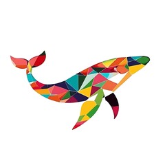 Canvas Print - Geometric whale colorful vector.