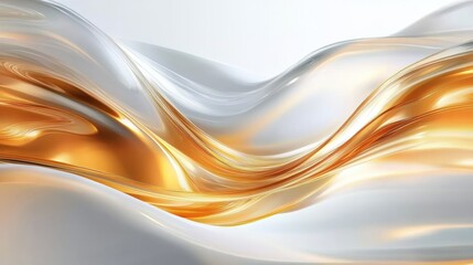 Wall Mural - A gold and white wave with a shiny, metallic look