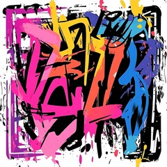 Wall Mural - Abstract graffiti art with vivid strokes.