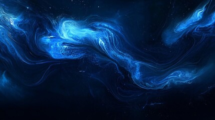 Poster - Abstract swirling blue patterns create a mesmerizing cosmic effect in this digital artwork.