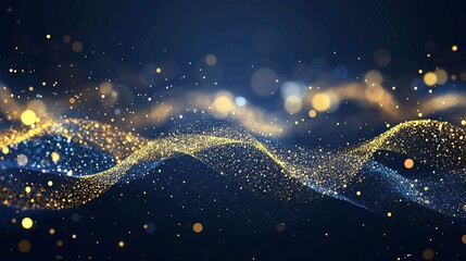 Aufkleber - A mesmerizing display of golden and blue particles swirling gracefully in a dark background, creating a magical atmosphere.
