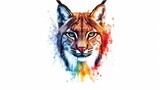 A vibrant, artistic depiction of a lynx with vivid colors and striking details in its fur and eyes.
