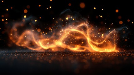 Poster - Abstract fiery particles swirling in dark background.