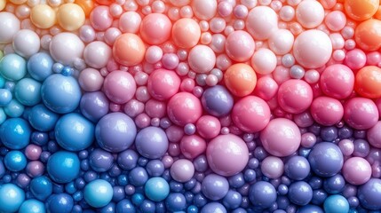 Poster - Colorful arrangement of glossy spheres in various sizes.