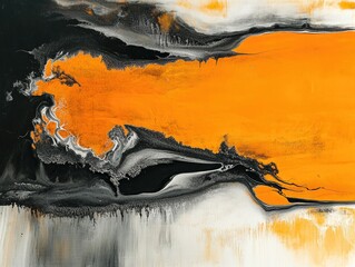 Wall Mural - Abstract Orange Black Painting