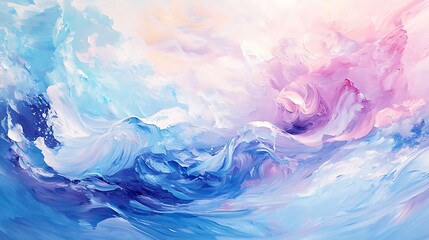 Wall Mural - Abstract Pastel Painting Blue Pink Swirls