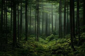  Misty Forest Path Lush Green Canopy