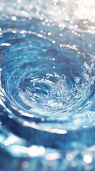 Aufkleber - Close-up of sparkling water swirling in a mesmerizing blue vortex.
