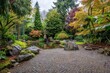 © PICK YOUR POV - A serene garden scene featuring a pond, rocks, and lush greenery in autumn colors.