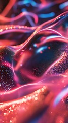 Aufkleber - A mesmerizing abstract composition featuring flowing waves of vibrant pink and blue hues.