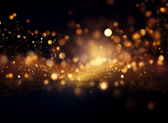 Wall Mural - a mesmerizing display of golden sparkles and bokeh lights on a dark background, creating a magical, 