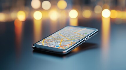 Poster - A smartphone displaying a live smart traffic map for urban navigation.