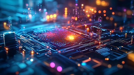 Poster - A close up view of a vibrant quantum dot array glowing in vivid colors symbolizing the power of quantum computation at the nanoscale