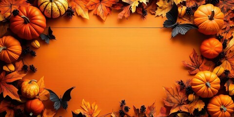 autumn halloween themed banner template with copy space for text