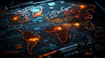 Poster - futuristic quantum map forecasting regional agricultural crop yields with glowing heatmaps leaving c