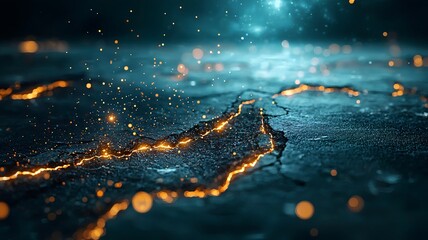 Poster - dynamic quantum simulation of advanced earthquake prediction models showcasing intricate fault lines