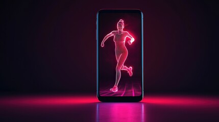 Poster - A smartphone projecting a real-time augmented reality fitness tracker.