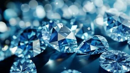 Poster - Discover the beauty of blue diamonds shimmering under soft light in a luxurious setting