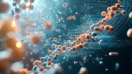 Poster - holographic quantum powered simulation showcasing real time molecular interactions and data visualiz