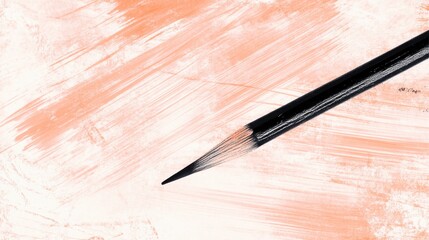 Poster - Soft pastel peach strokes blend with a sharpened pencil tip on textured surface for artistic expression