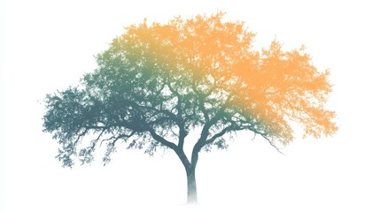 Poster - Elegant silhouette of a tree with branches in vibrant colors during sunset