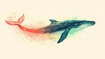 Poster - Elegant silhouette of a whale swimming through water during a calm evening