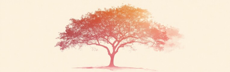 Aufkleber - Elegant silhouette of a tree in a beautiful pink gradient during sunset