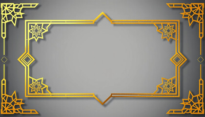 Gold ornate border frame on a dark gradient background with intricate design, luxurious copy space banner