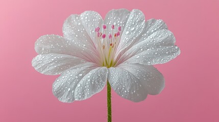 Poster - A close-up of a white flower with water droplets.