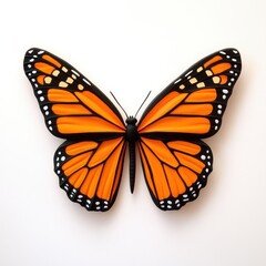 Poster - Vibrant orange monarch butterfly resting with wings spread wide in a serene environment