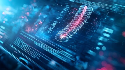 Poster - futuristic quantum enhanced neurosurgery planning system highlighting holographic 3d models of spina