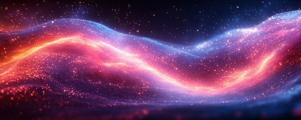 Poster - Vibrant Abstract Digital Background in Deep Blue and Purple Hues with Glowing Lines and Neon Lights for Futuristic Technology and Graphics
