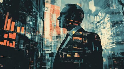 Poster - polished depiction of investor success in a bustling urban environment with financial growth indicat