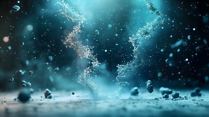 Poster - Futuristic scene of big data analysis powered by quantum computing technology  Streams of digital information flow through holographic qubit interfaces