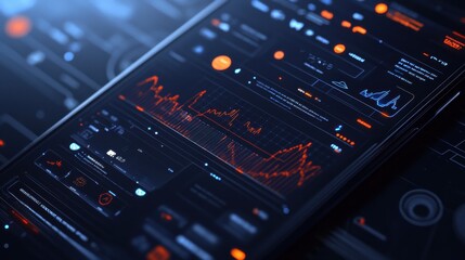 Aufkleber - Futuristic investment application interface displaying real-time data and analytics