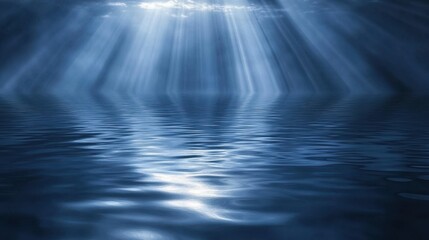 Poster - Stunning moonlit reflections on water surface in deep midnight blue and silver tones