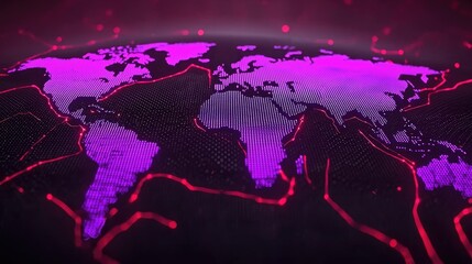 Poster - Global connectivity visualization abstract digital world map infographic design dark environment modern concept
