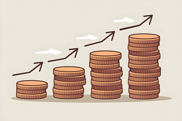 Poster - Growing stacks of coins symbolizing increasing profit and financial success