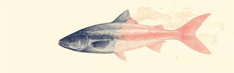 Poster - Elegant silhouette of a fish swimming gracefully in tranquil waters showcasing natural beauty and aquatic life