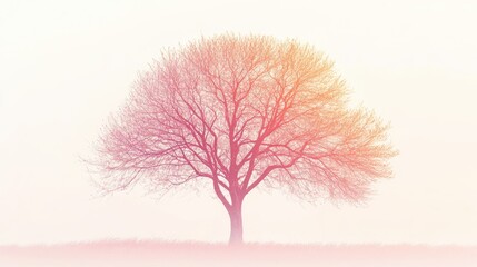 Aufkleber - Elegant silhouette of a tree in a soothing gradient of pink at sunset
