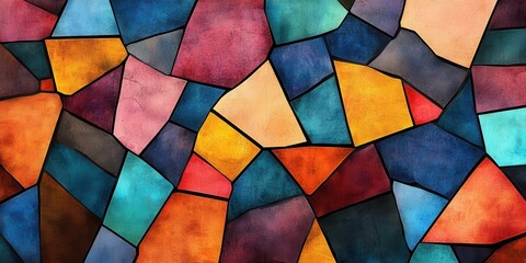 Aufkleber - Mosaic-inspired texture design with vibrant colors showcasing a variety of geometric shapes and patterns