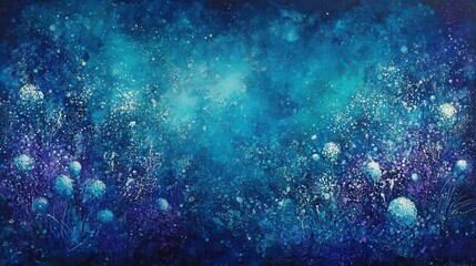 Leinwandbilder - Vibrant aqua blue and soft lavender sparkles create an enchanting abstract landscape in this captivating artwork