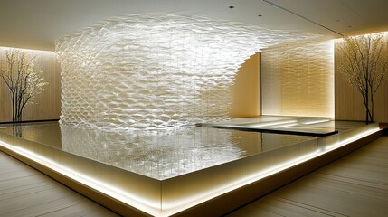 Poster - Modern interior design featuring a water-inspired structure.